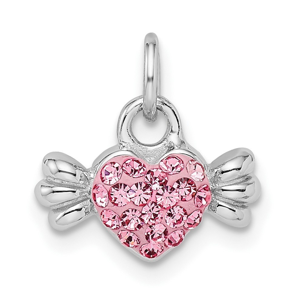 925 Sterling Silver Pink Preciosa Crystal Heart Candy Necklace Charm Pendant